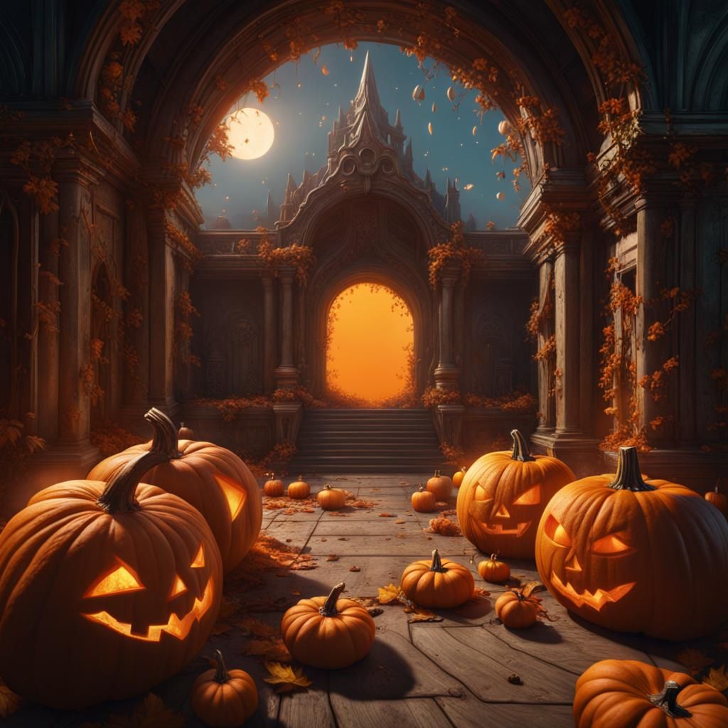 Inside a Carved Pumpkin: Detailed Matte Painting