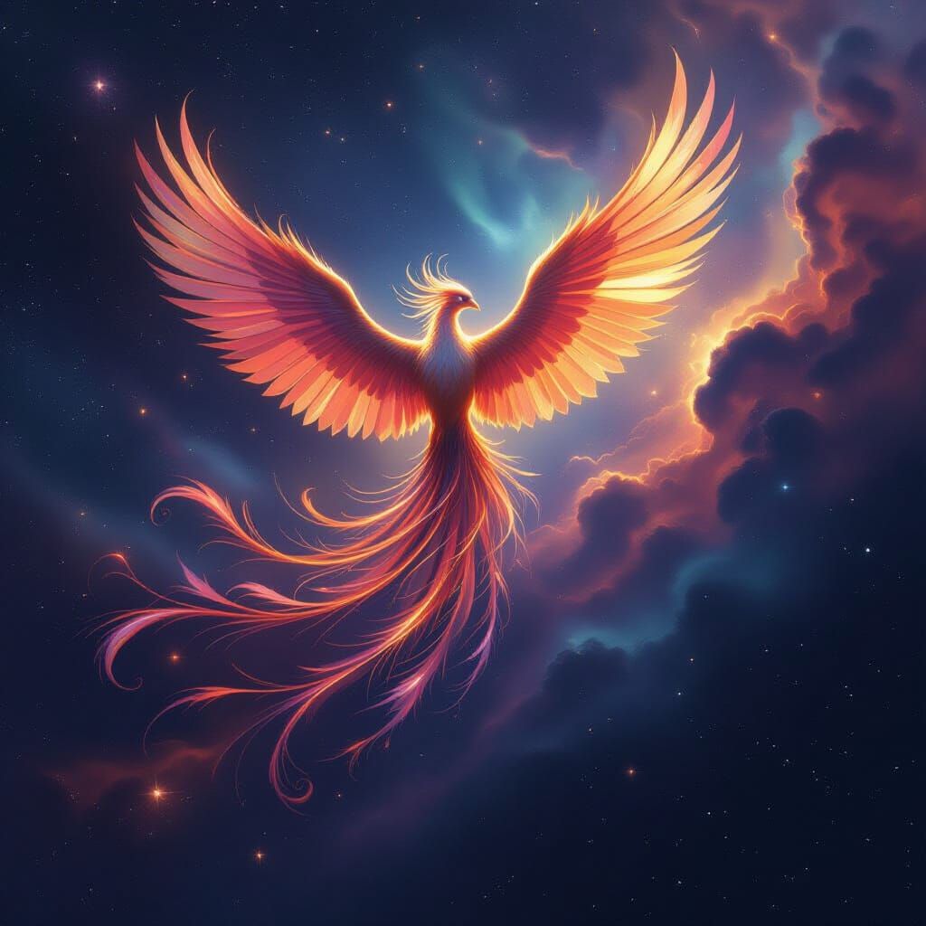 Majestic Phoenix Rises From Cosmic Nebula