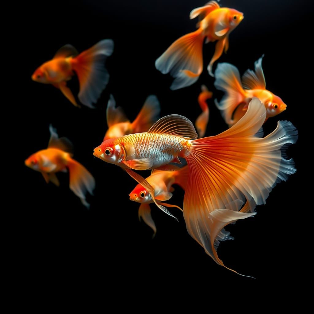 Majestic Veiltail Goldfish in Ethereal Aquatic Realm