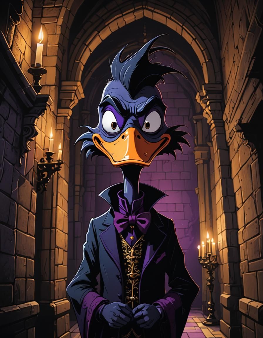 Count Duckula Portrait in Gothic Cartoon Style
