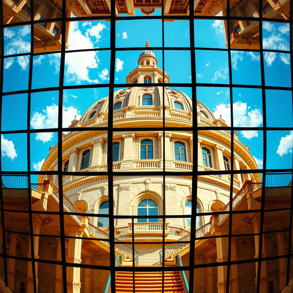 Distorted Dome Reflection in Surreal Digital Matte Painting