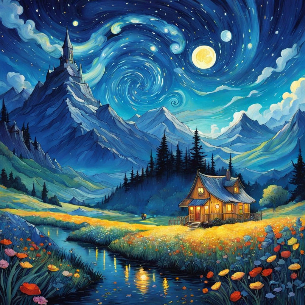 Colorful Sci-Fi Fairytale Illustration in Studio Ghibli Styl...