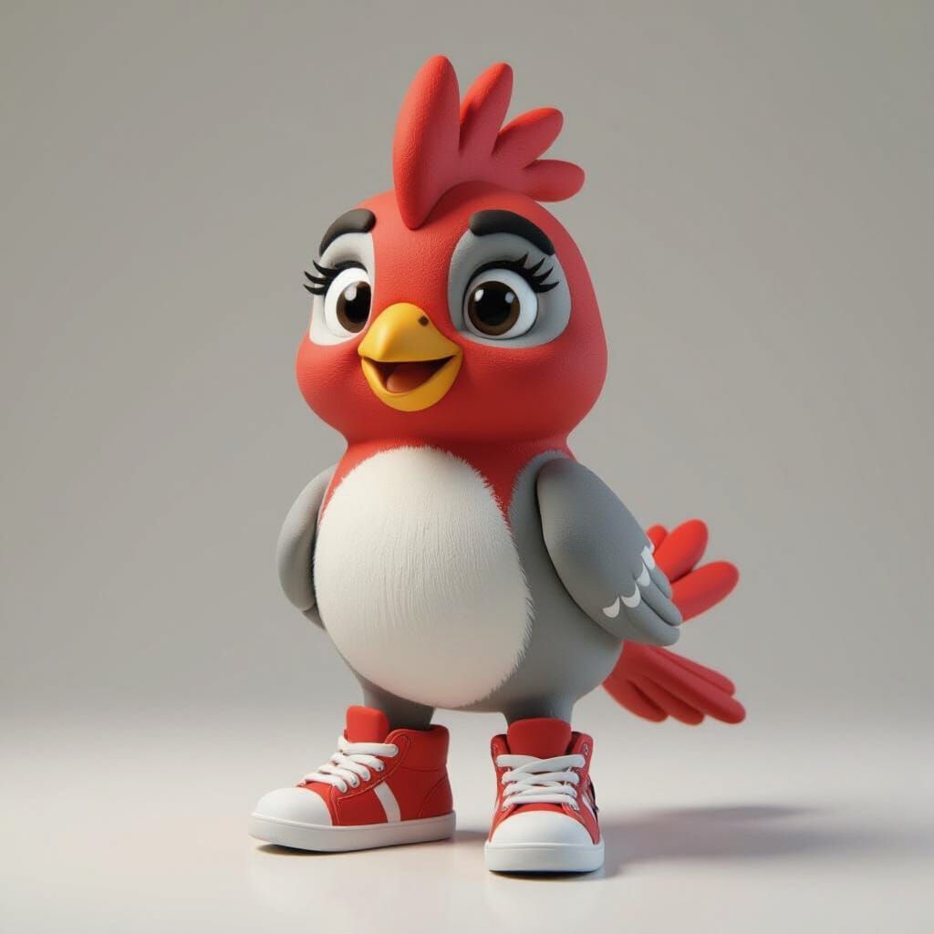 3D Baby Cardinal Character Design in Pocoyó Style