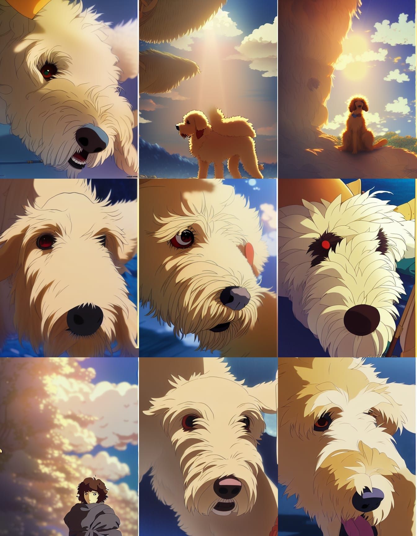 Golden Doodle Samurai in Studio Ghibli Anime Style