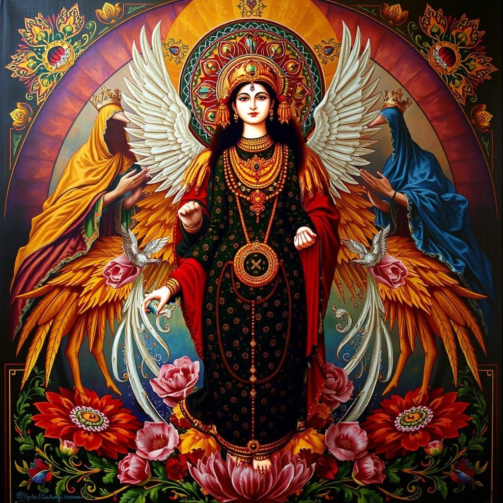 Masterpiece Painting of Beauty and Truth with Vibrant Compos...