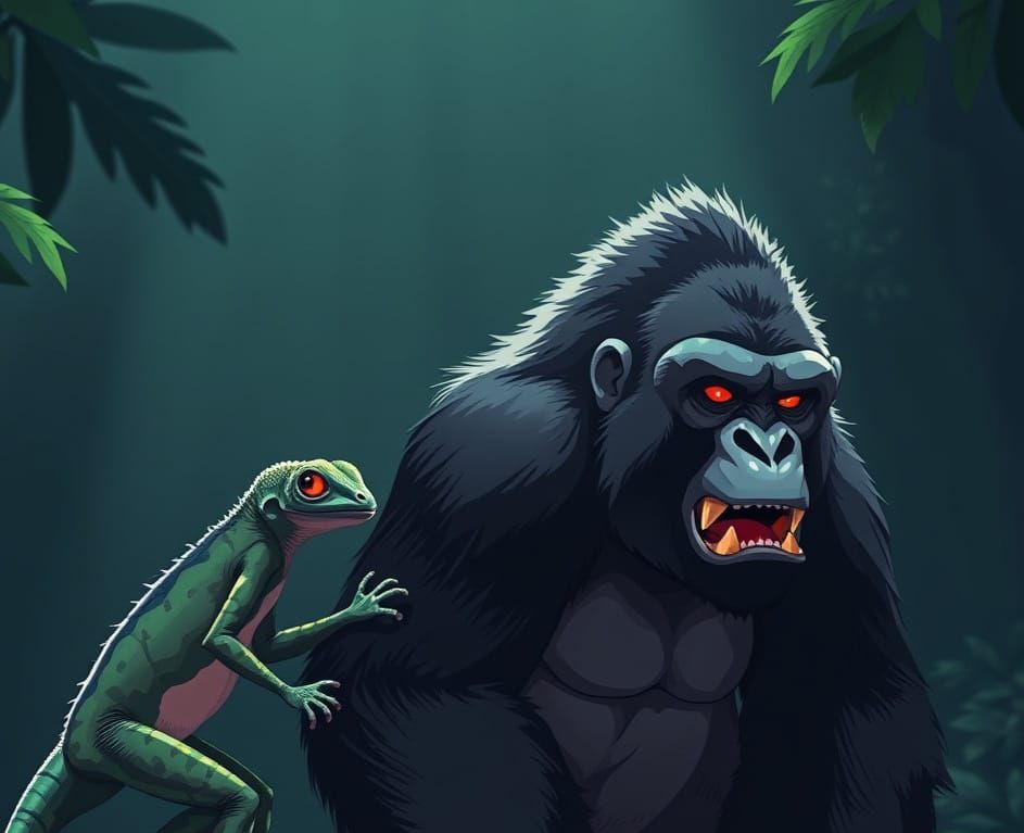 Gecko to Gorilla Evolution: Anime Cel-Shaded Art