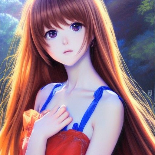 Anime Girl Portrait in Oil Painting Style