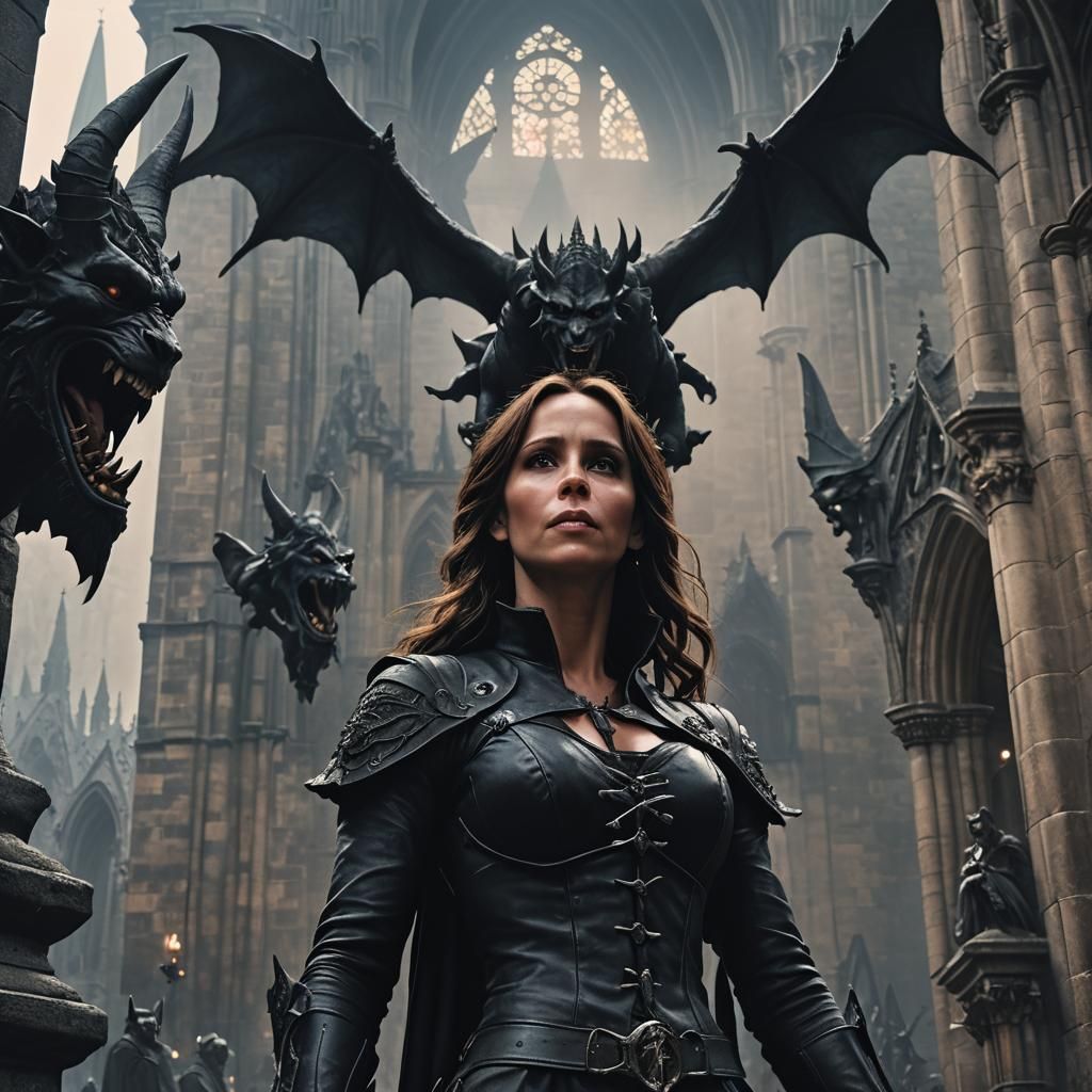 Gothic Demoness in Strasbourg Cathedral Concept Art
