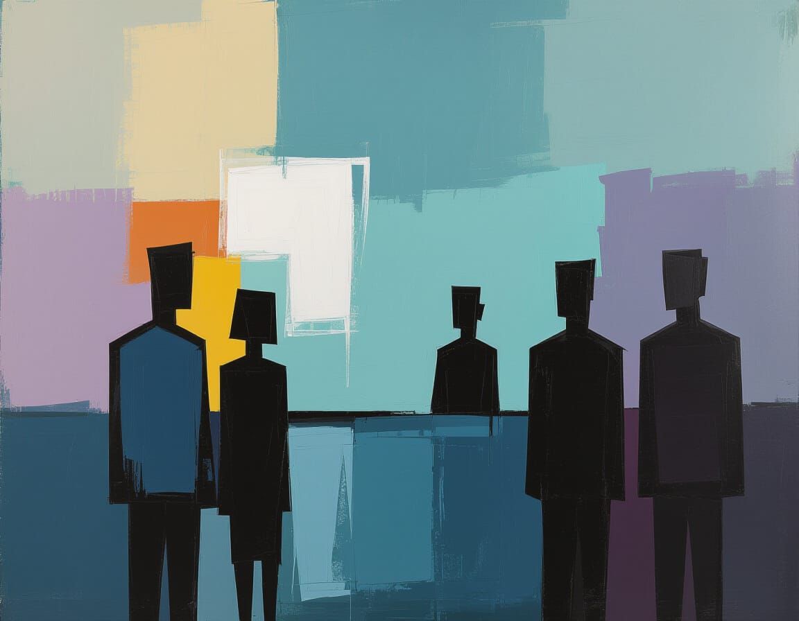 Abstract Silhouettes with Dynamic Lighting in Cool Colors