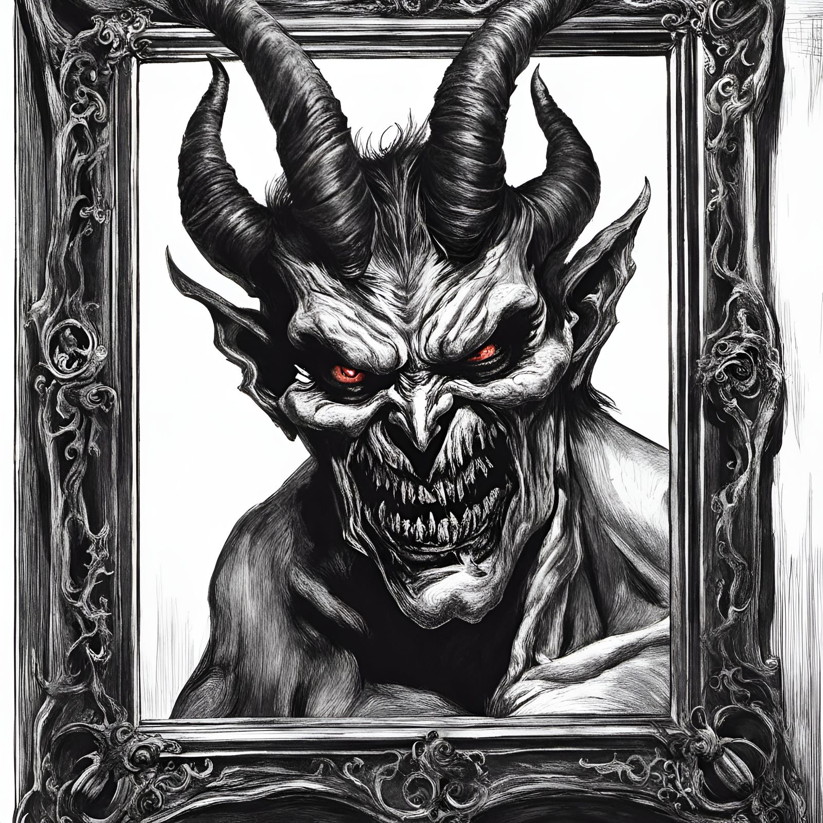 Scary Demon Appears in Mirror Reflection