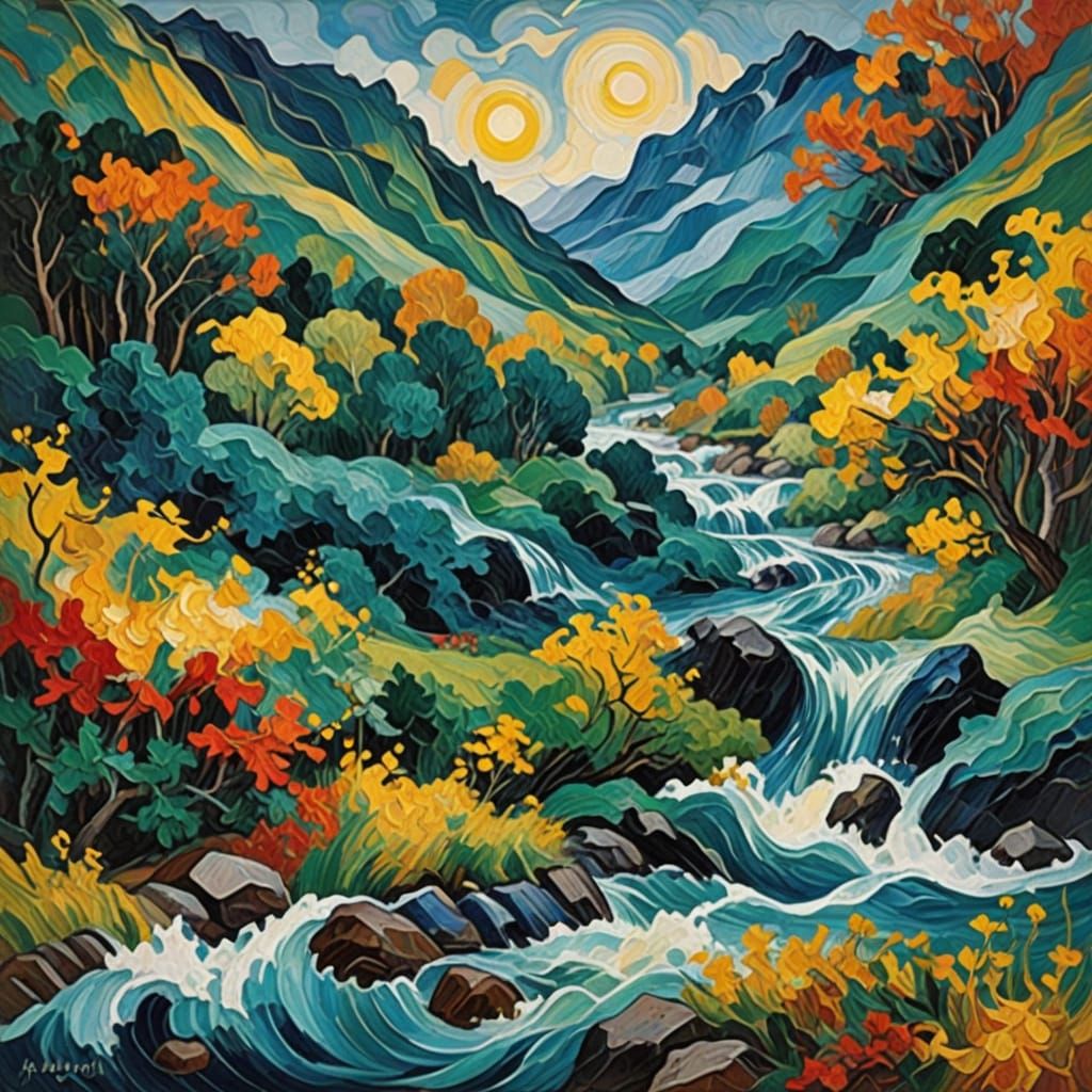 Mesmerizing Fractal Vortex in Neo-Impressionist Style