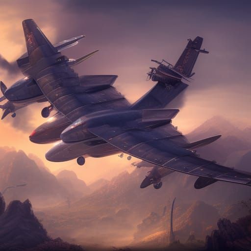 Fantastical Aircrafts in Detailed Matte Painting