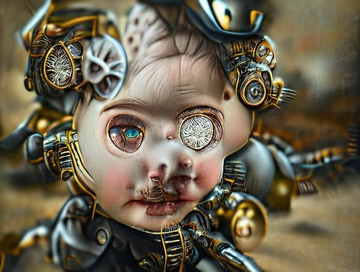 Steampunk Clockwork Baby Automaton: Mechanical Marvel