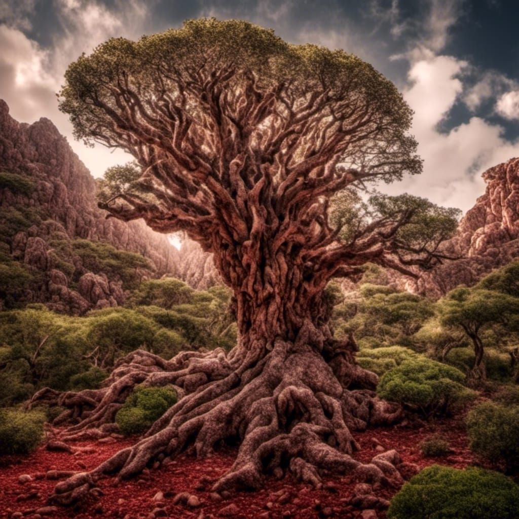 <lora:TRee LoVers:1.0> a dragonblood tree from the island of socotra