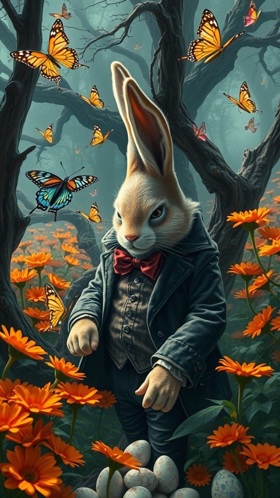 Malevolent Easter Bunny in a Haunting 8K Digital Artwork