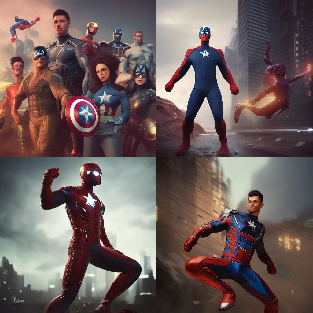 Hyperrealistic Marvel Superheroes Digital Illustration