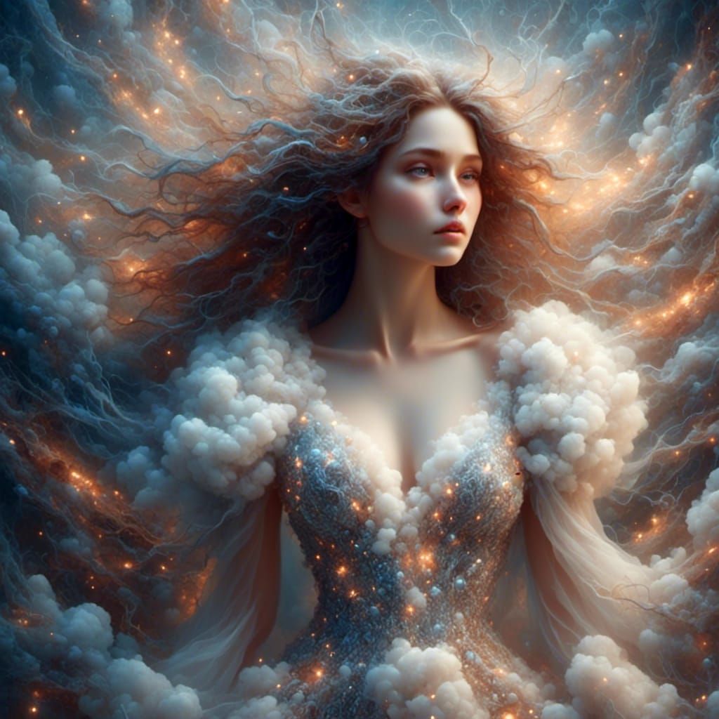 Sparkly Brunette in Glitter Dress Portrait