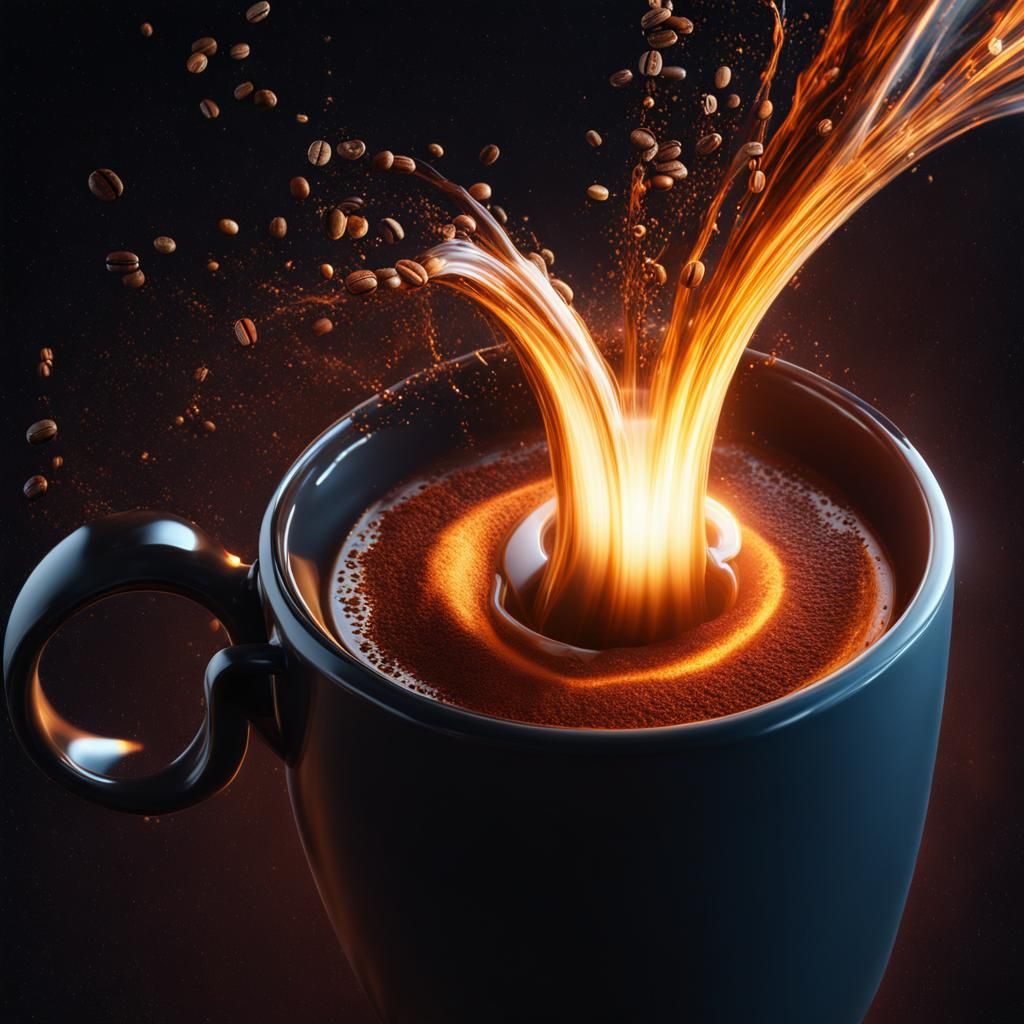 Black Hole Pouring Coffee: Detailed Matte Painting