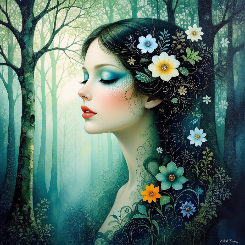 Dreamlike Forest in Surrealist Oil Painting Style