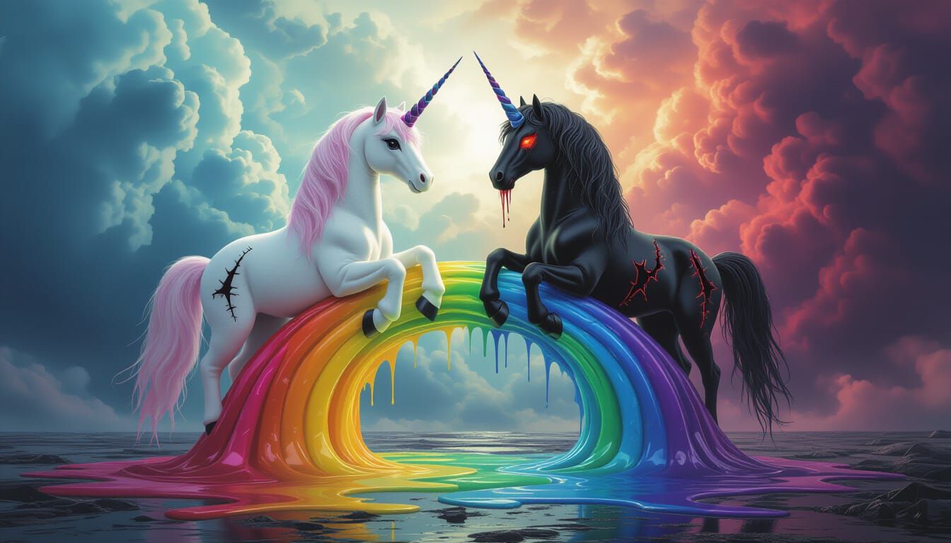 Plush Unicorns on Rainbow Slime Bridge