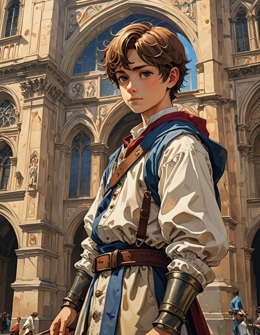 Anime Boy Painter in Renaissance Style