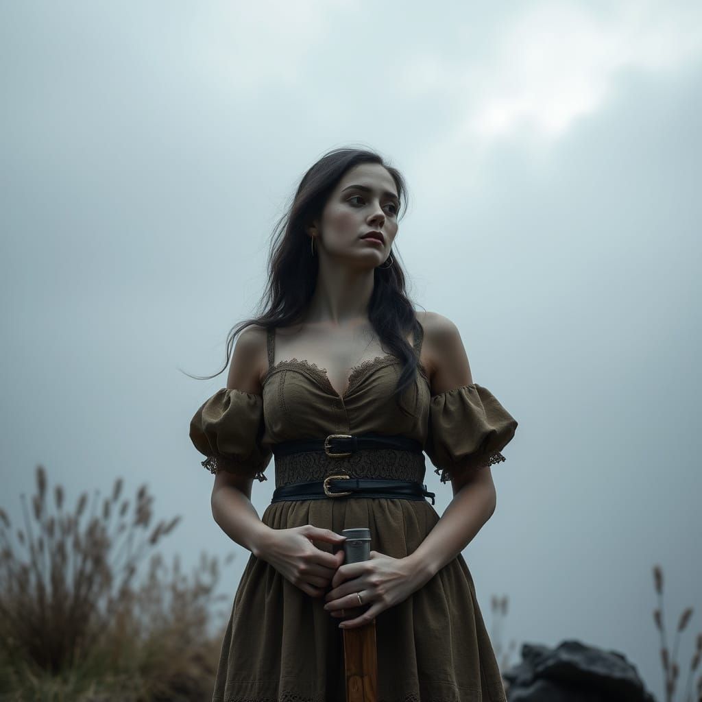 Mysterious Young Woman as Personification of Death