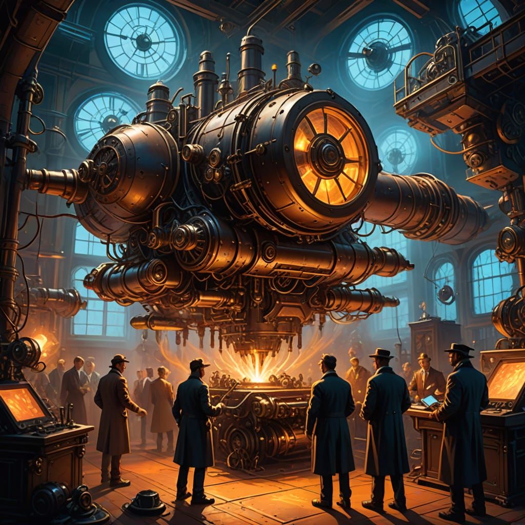 Steampunk futuristic machines.