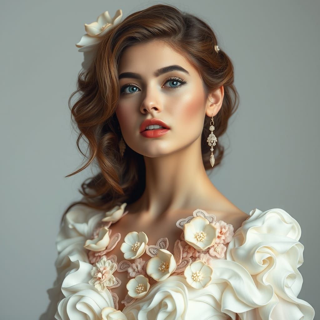 Whipped Cream Dress: Hyperrealistic Digital Art