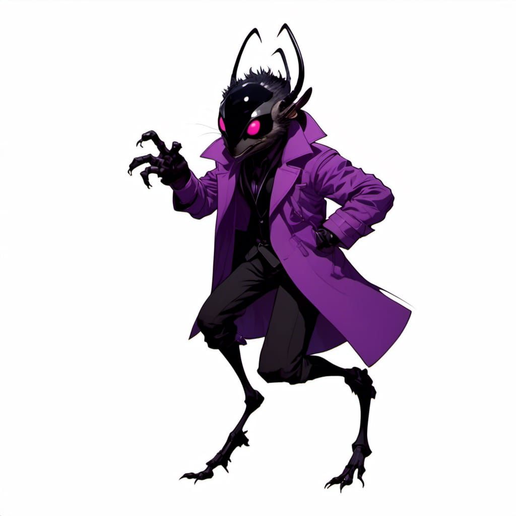 Cyberpunk Cricket Bug with Purple Mohawk