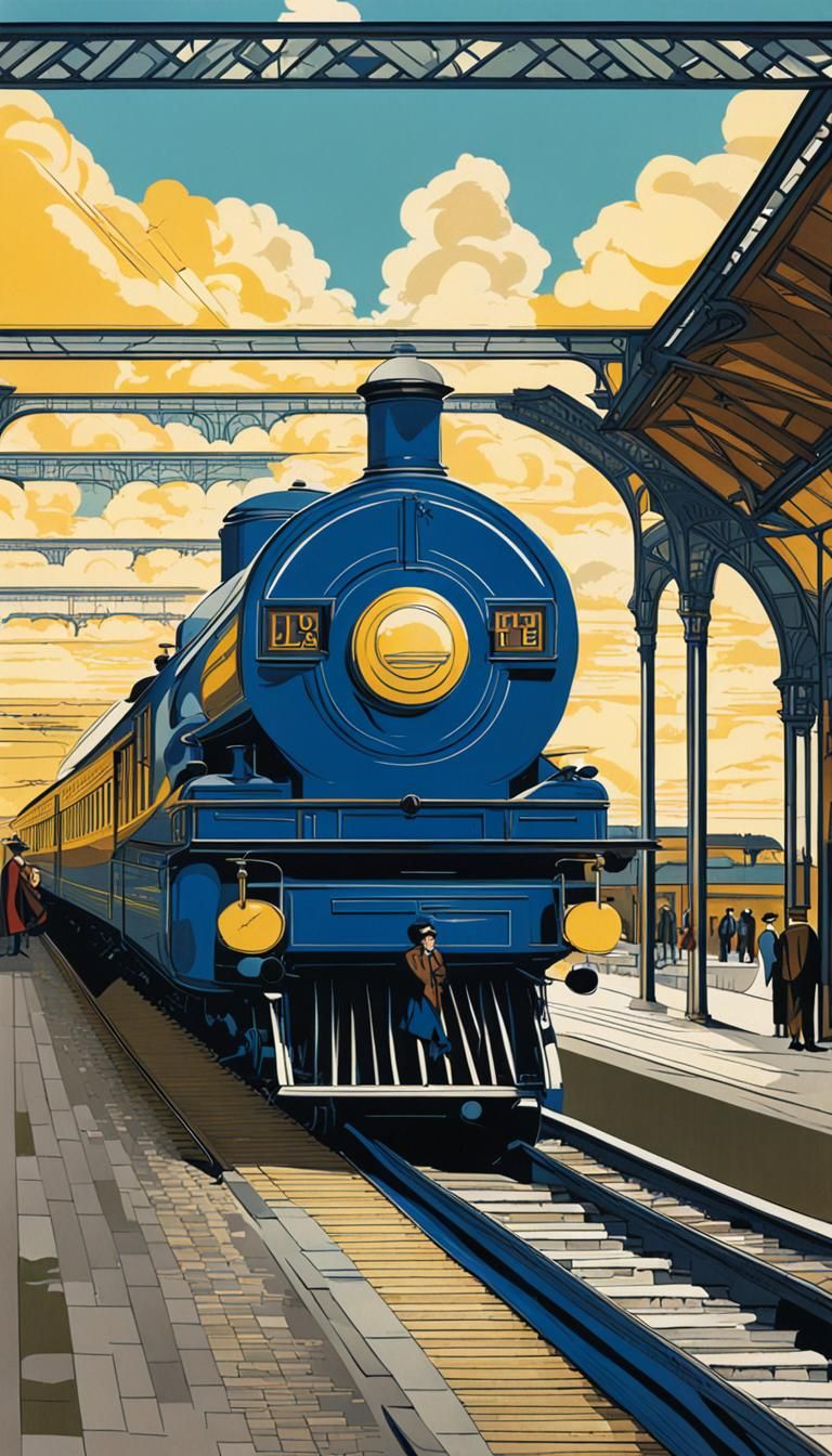 Art Deco Railway Station in 1920s Style