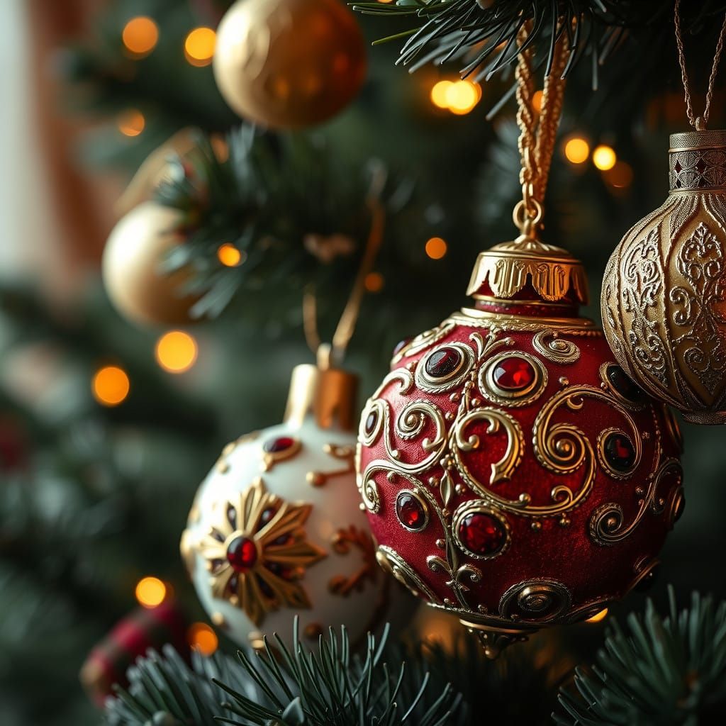 Luxurious Christmas Ornaments in Art Nouveau Style