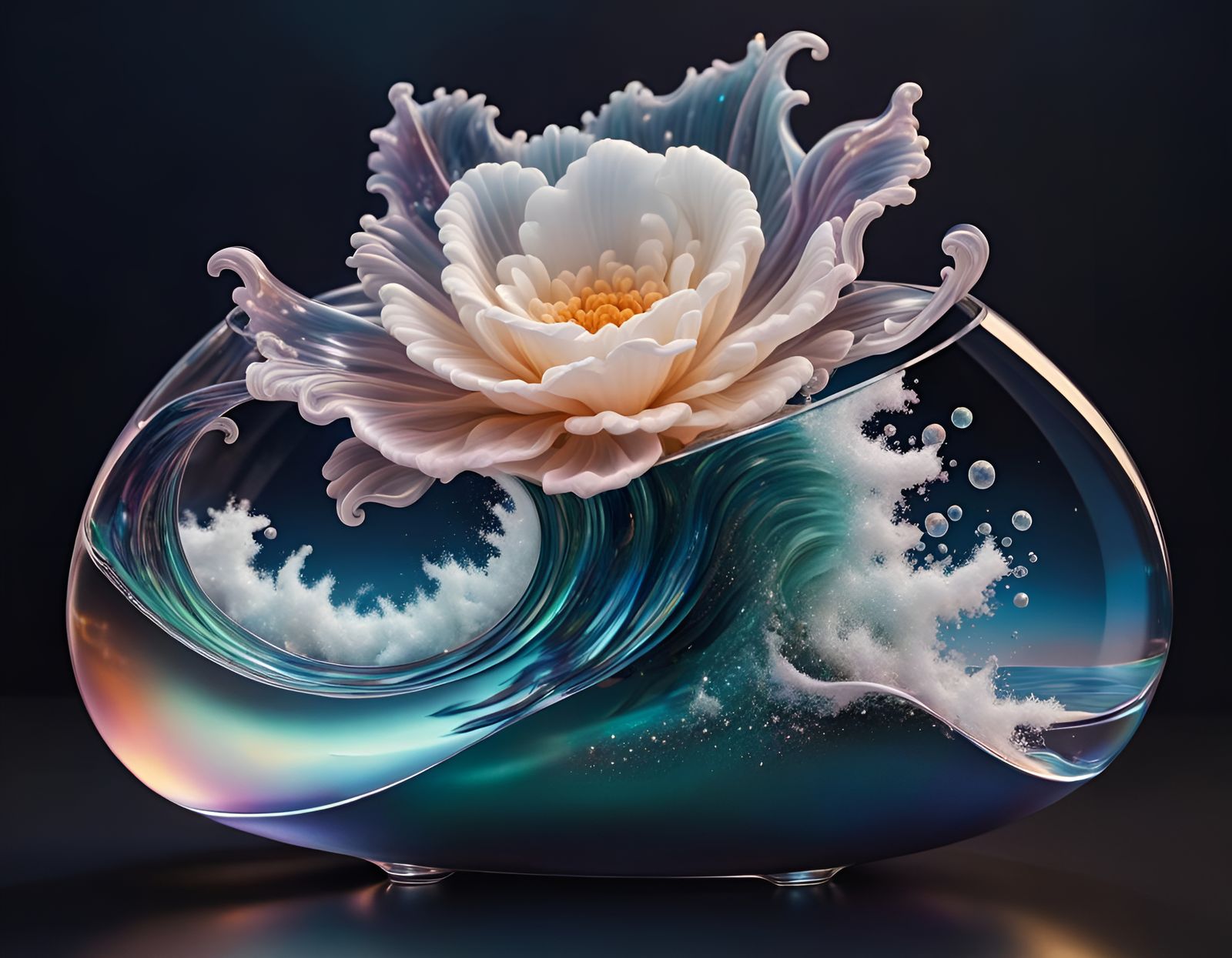 Floral Still Life in Cosmic Holographic Style