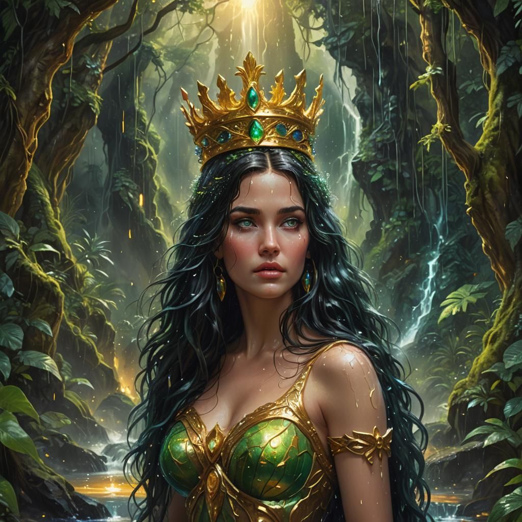 Aphrodite in Magical Rainforest: Fantasy Concept Art