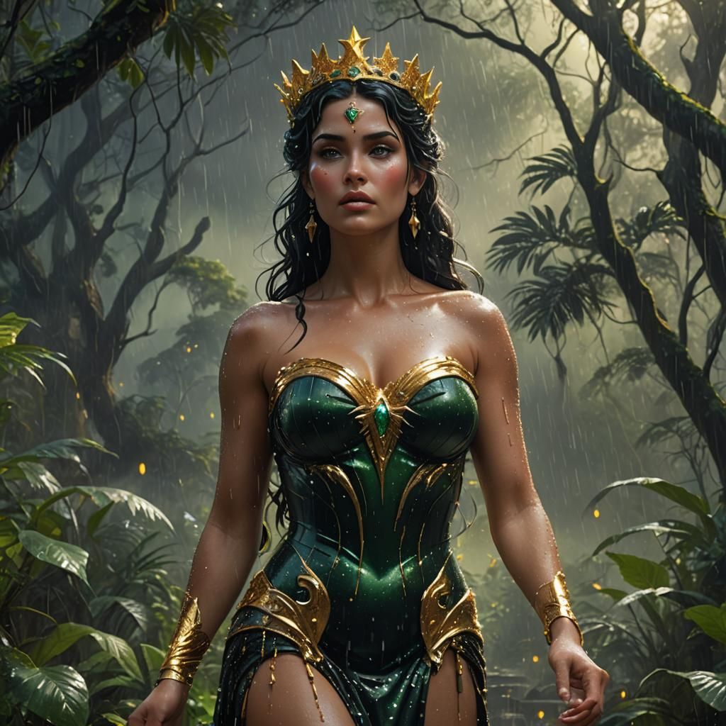 Aphrodite in Starry Rainforest, Digital Matte Painting