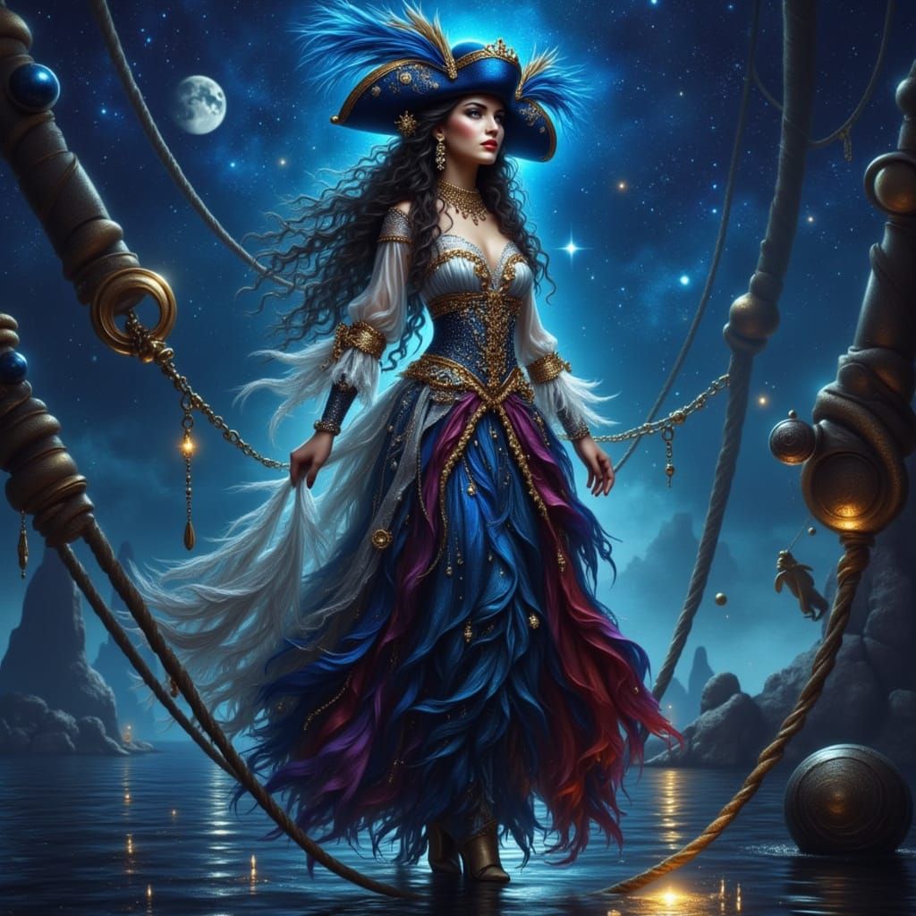Beautiful Pirate Queen Stepping Ashore