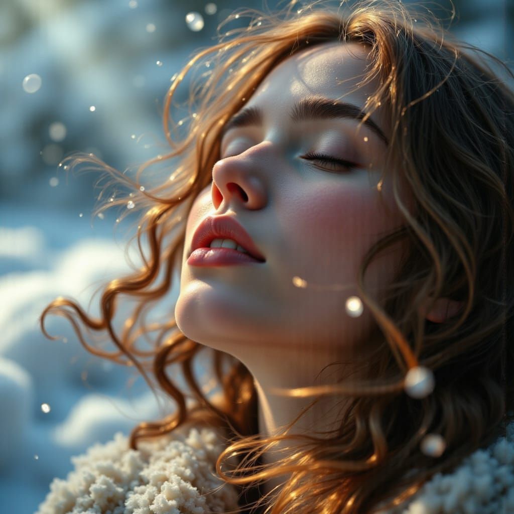 Ethereal Winter Portrait in Hyper-Realistic Style
