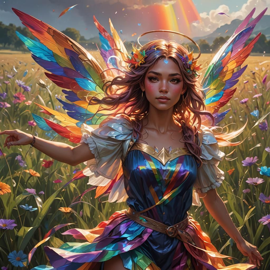 Rainbow Fairy Portrait in Hyperdetailed Style
