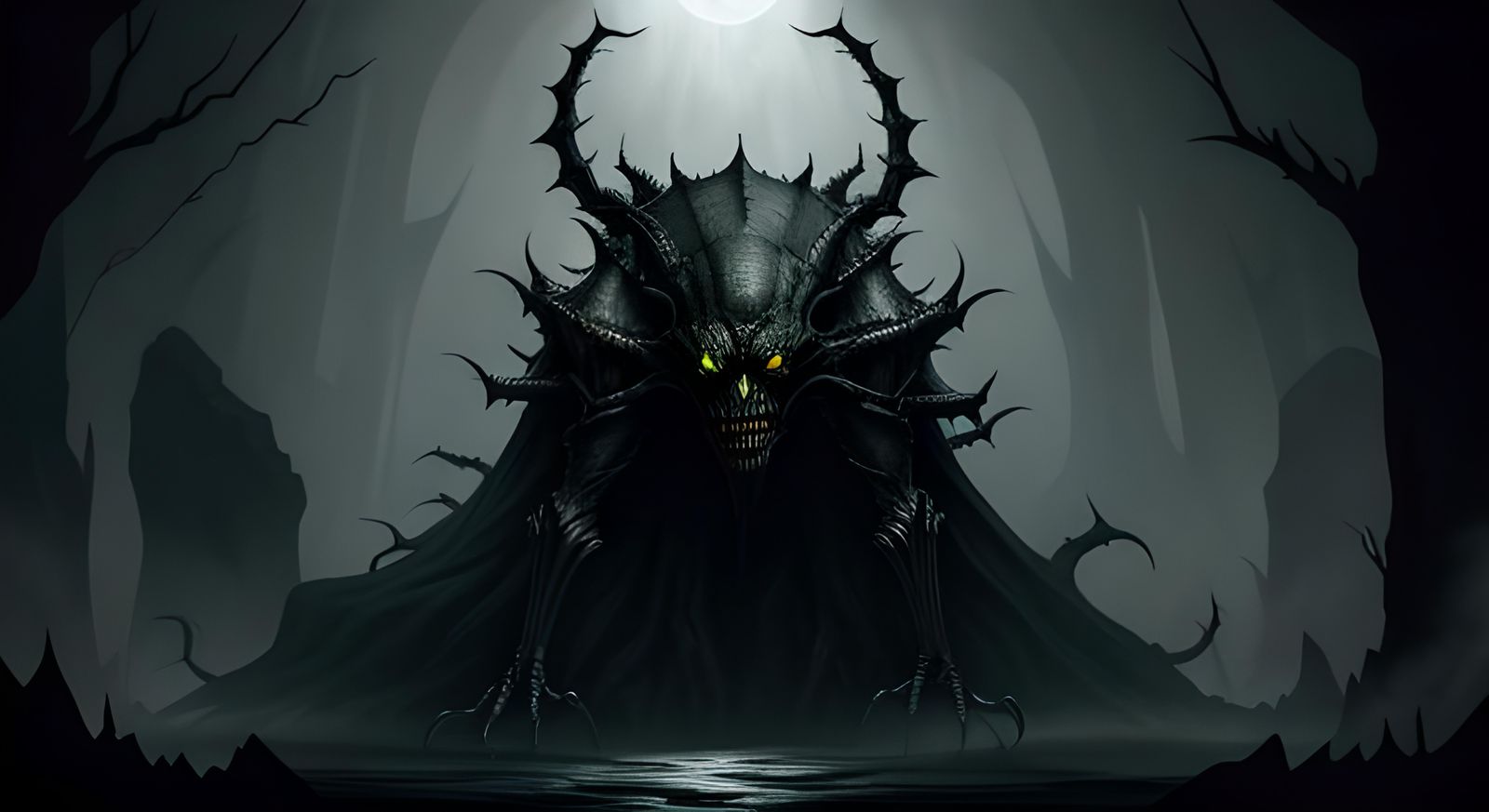 Eerie Spider Creature Lurking in Shadowy Cave