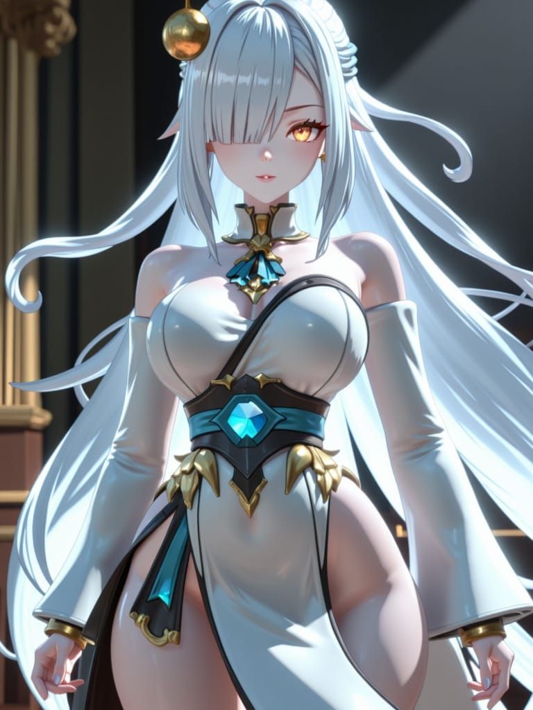 Ethereal Female Ghost Judge in 3D Anime Game Art
