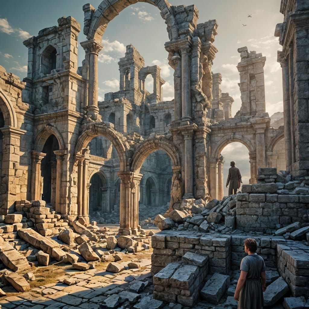 Ruins of Ancient Town in Cinematic CGI