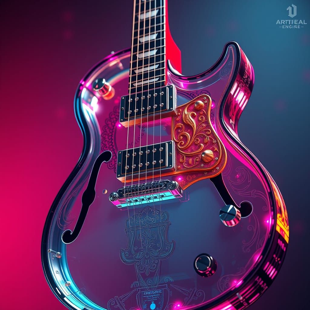 Clear Guitar in Hyperdetailed Concept Art Style