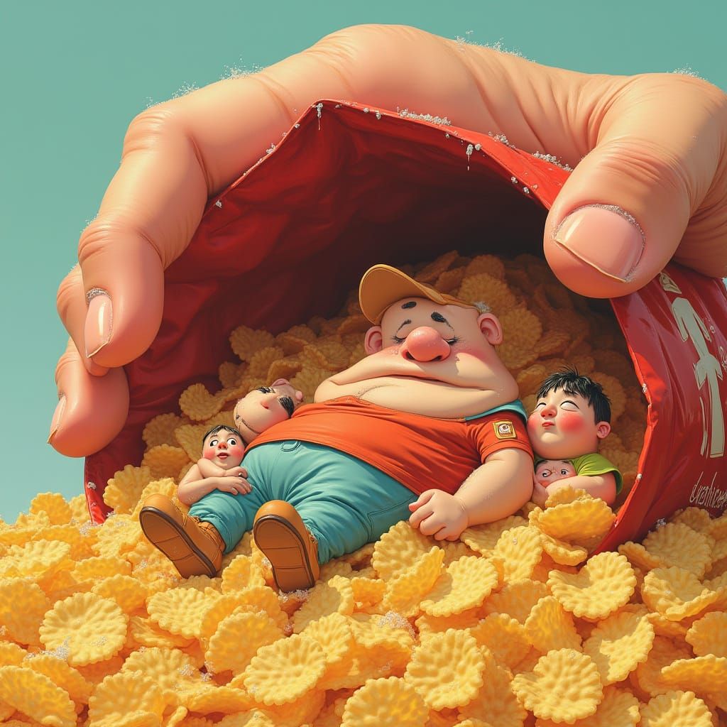 Crisp Bag World: A Cartoonish Digital Art Scene