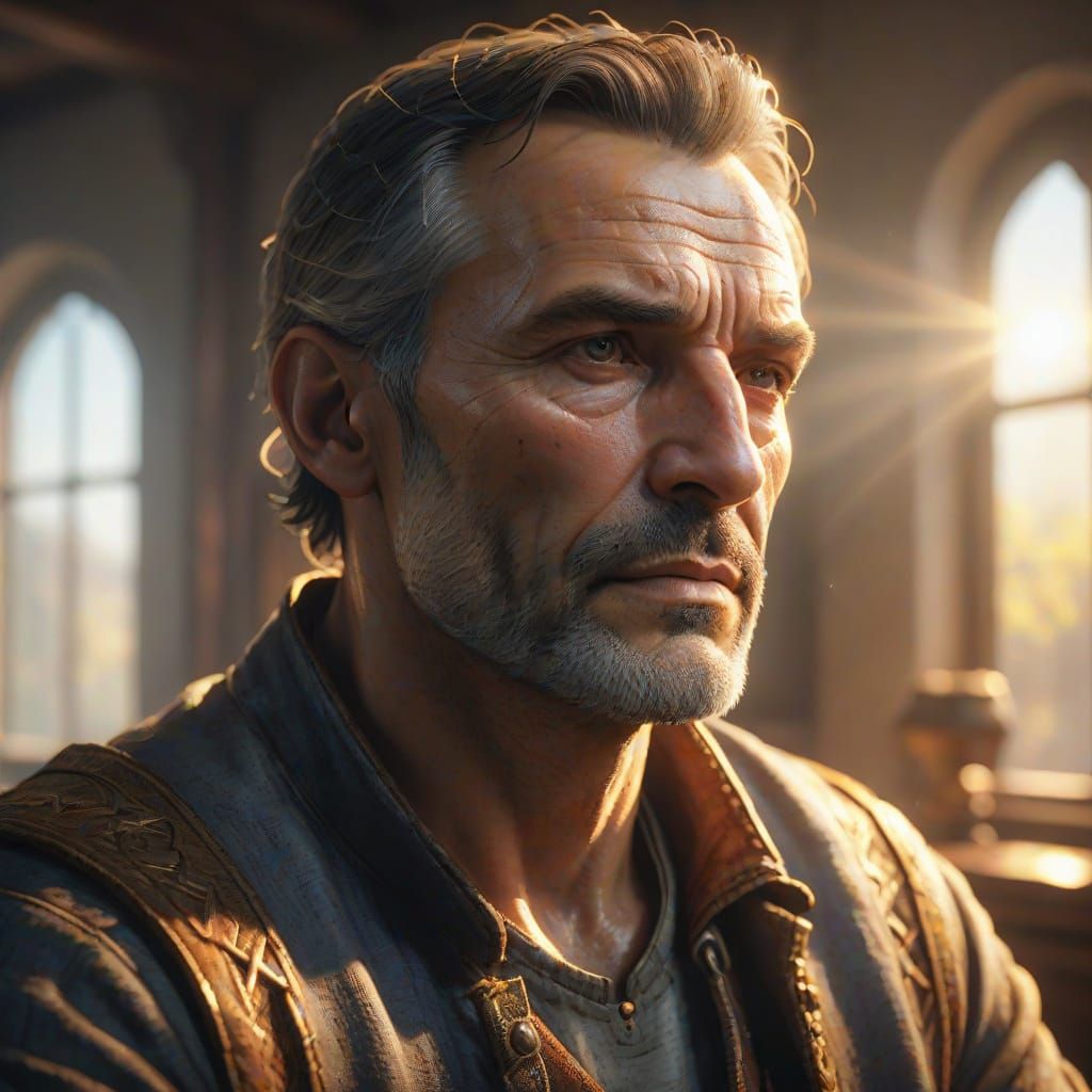 Fatherly Figure in Warm Golden Light