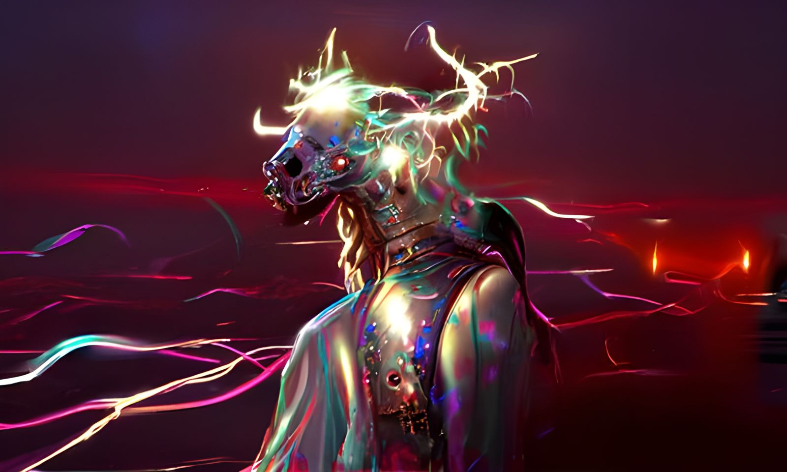 Cyber Unicorn in Steampunk Cyberpunk Style