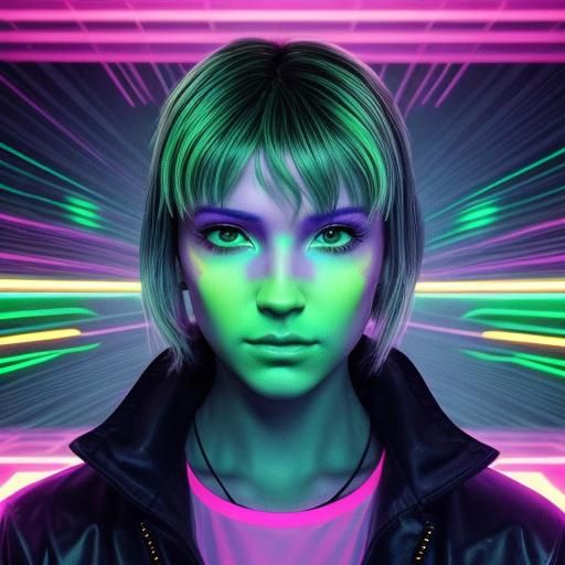 Cyberpunk DJ Portrait with Neon Lights