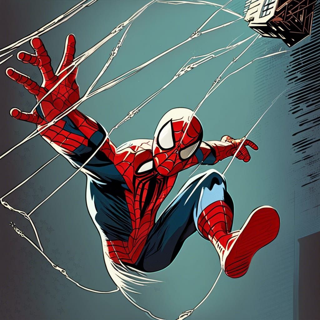 Spiderman Swinging Through Cityscape