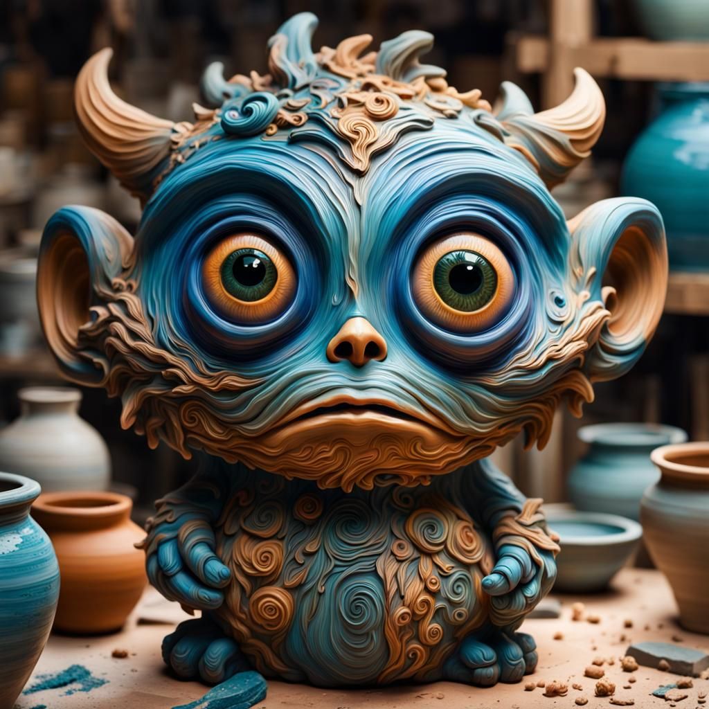 Colorful Clay Monsters in Pottery Workshop