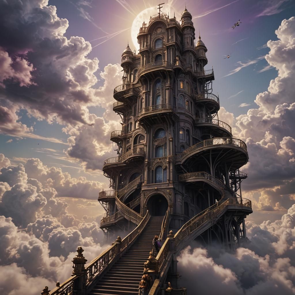 Epic Steampunk Masterpiece: Bio-Mechanical Stairway to Heave...