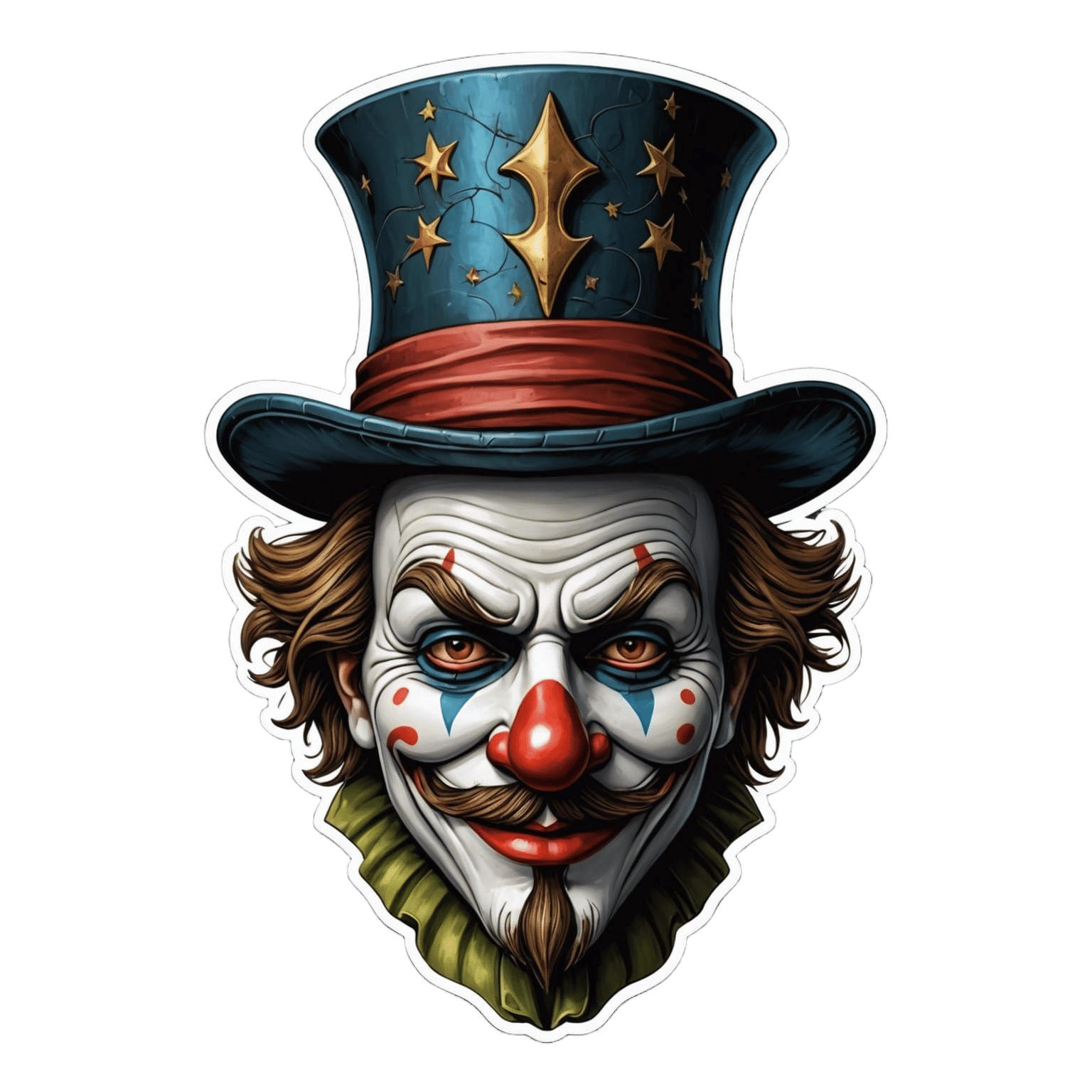 Whimsical Guy Fawkes Clown Mask Sticker