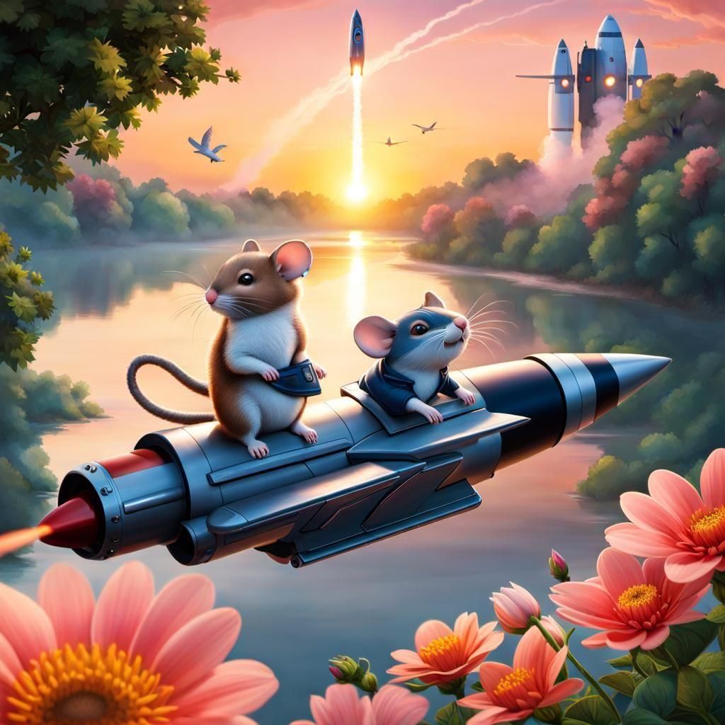 Mouse Rocket Launch at Sunrise